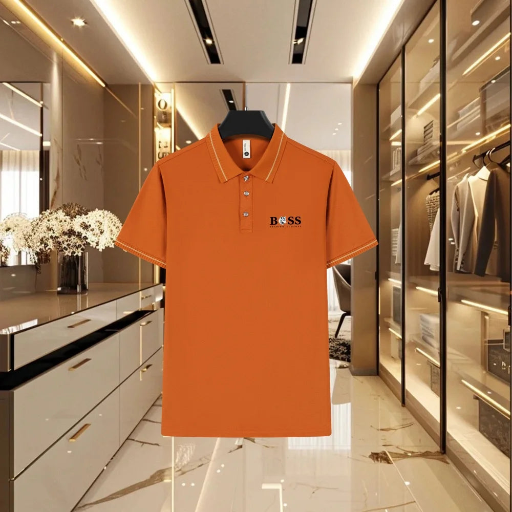 Summer Men's Short Sleeved Polo Shirt, Business Casual Collar T-Shirt, Breathable Top