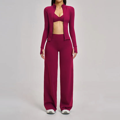 Yoga Set 2/3PCS Workout Outfit Fitness Long Sleeved Sportswear Gym Tracksuit Leggings Sports Bra Athletic Wear Pilates Clothes