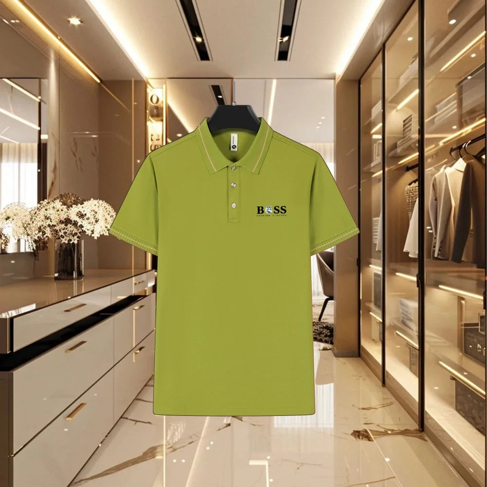 Summer Men's Short Sleeved Polo Shirt, Business Casual Collar T-Shirt, Breathable Top