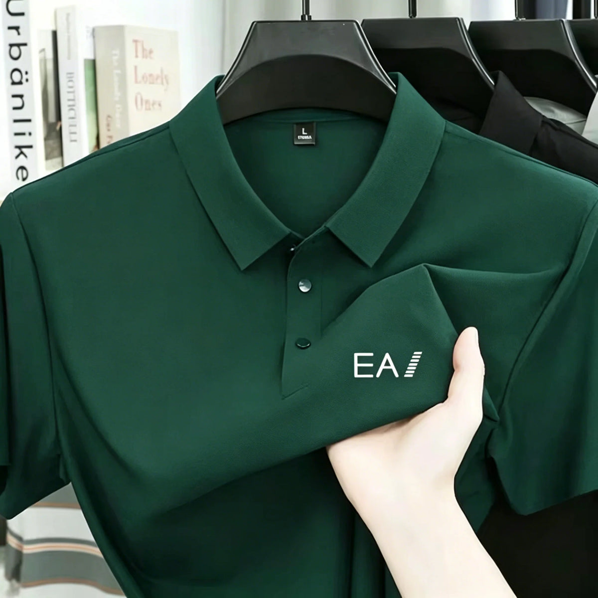 Brand Ice Silk Short Sleeve Men's Printed Polo Shirt High end Fashion Top 2026 Summer New Comfortable Breathable Casual T-shirt