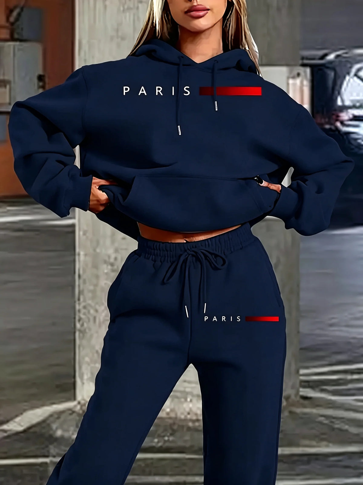 New Women's Sets Hoodie and Pants PARIS Letter Print High Quality Sports Suit Spring Autumn Aesthetic Activewear Women Clothing