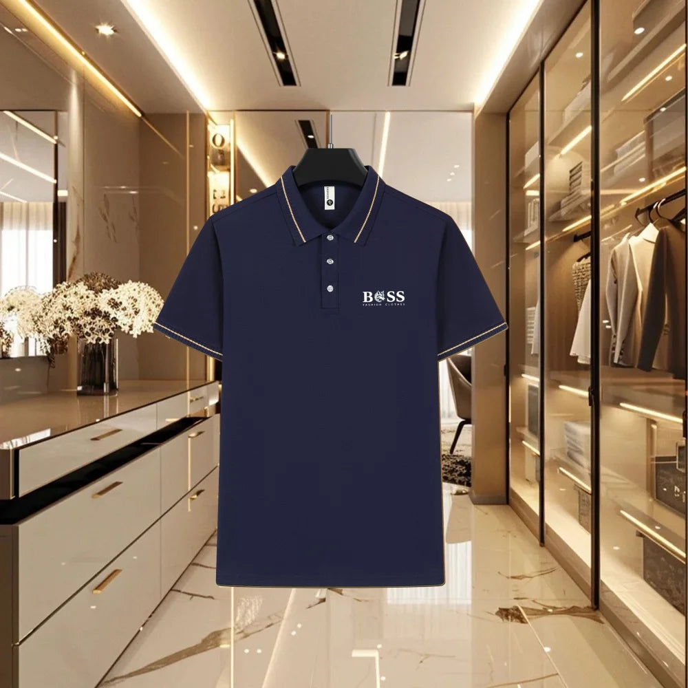 Summer Men's Short Sleeved Polo Shirt, Business Casual Collar T-Shirt, Breathable Top