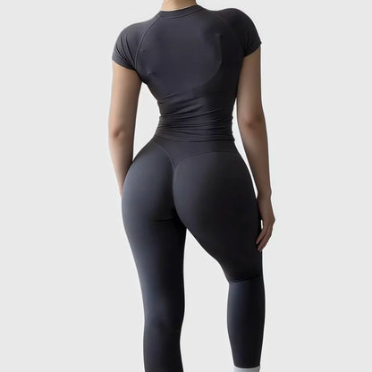 2 Pieces Sports Set Women Yoga Slim Fitness Active Top Suits Low Ribbed Band Gym Seamless Short Set Workout Leggings Sets