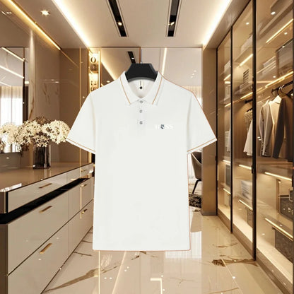 Summer Men's Short Sleeved Polo Shirt, Business Casual Collar T-Shirt, Breathable Top