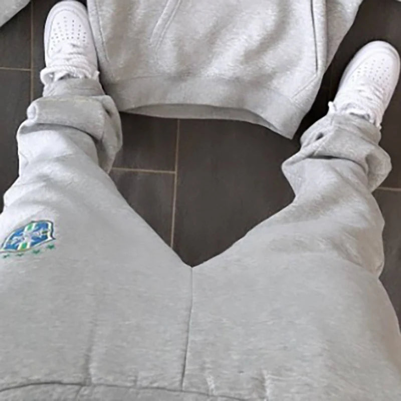 American Hip-Hop Sets Mens High Street Y2K Hoodie Straight Sweatpants Couple Printed Suit Spring Autumn Streetwear Hoodie Sets