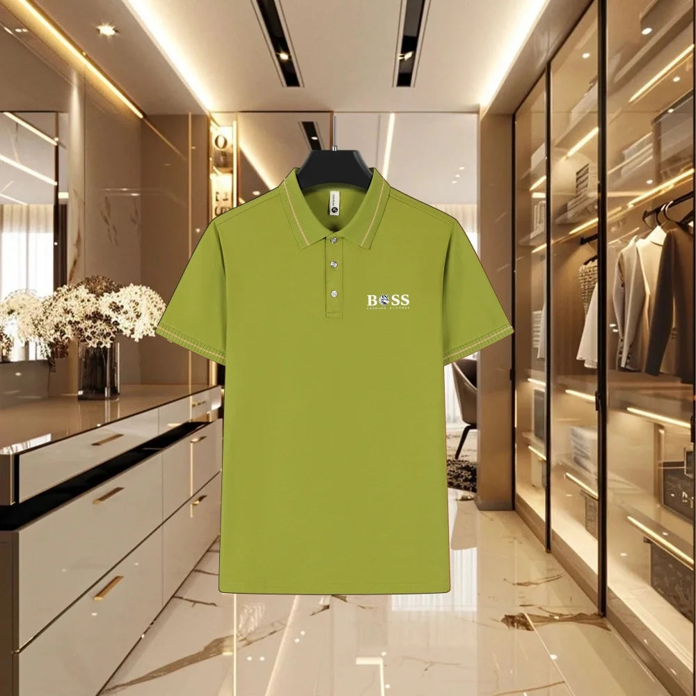 Summer Men's Short Sleeved Polo Shirt, Business Casual Collar T-Shirt, Breathable Top